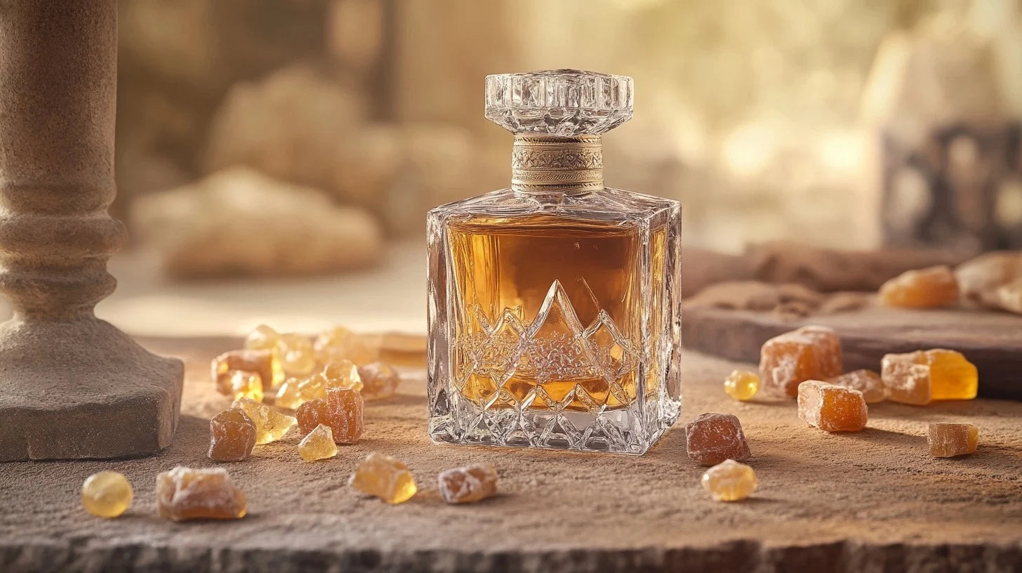 Perfume in bottle with oud essence 